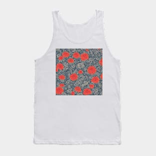 Red and Grey Chrysanthemum Pattern Tank Top